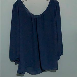 Navy/Teal blouse with bow on back